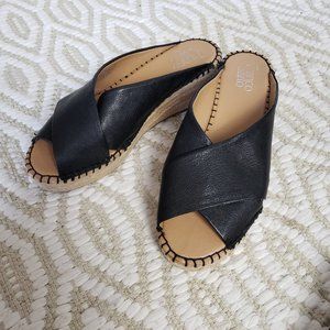 {Franco Sarto} Black "Paulina" Leather Espadrille